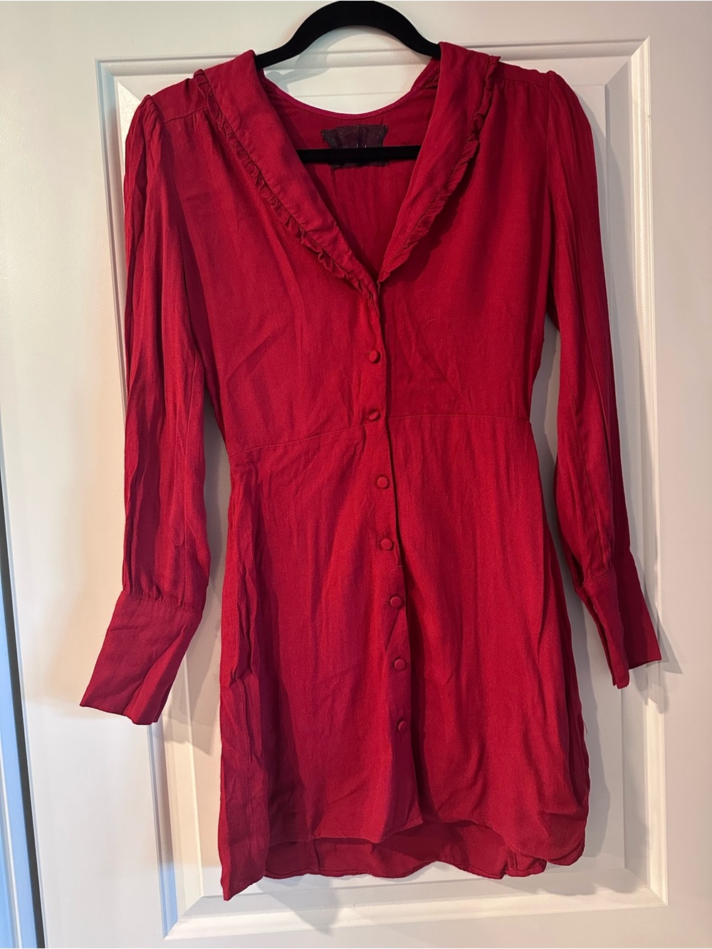 Reformation Martha Long Sleeve Button Up Mini Dress - DAMAGED
